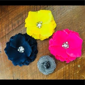 J Crew flower pins with crystals in middle